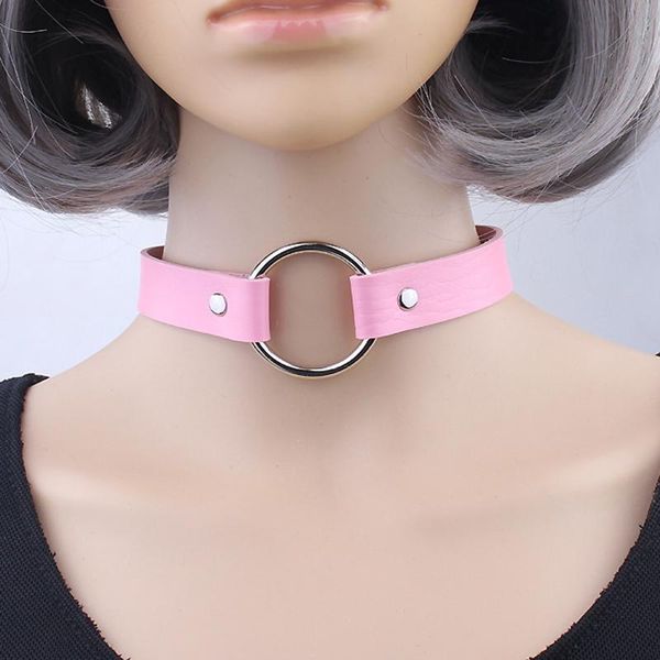 

sumeng 2020 новый шарм chokertrendy из нержавеющей стали круглого чокеры ожерелья красочные кожа пряжки ювелирные изделия для женщин подароч, Silver