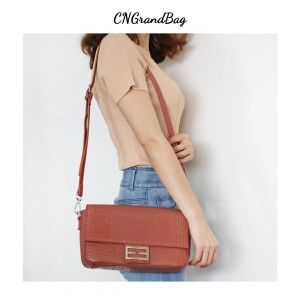 

new fashion genuine leather crossbody bag girl 2straps handbag crossbody designer embrossed crocodile pattern women bag shoulder