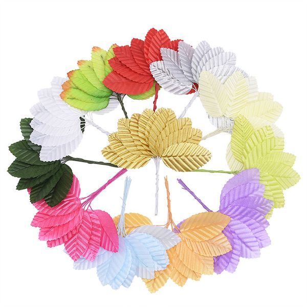 

40pcs artificial flower nylon silk leaf green leaves for wedding decoration diy wreath gift scrapbooking craft fake flowers