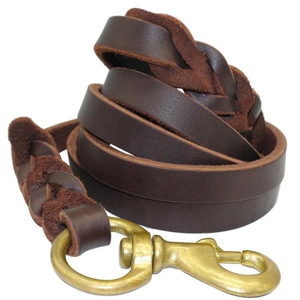 

braided leather dog leash pet k9 walking training leash lead for medium large dogs german shepherd gift dog training bbylzl