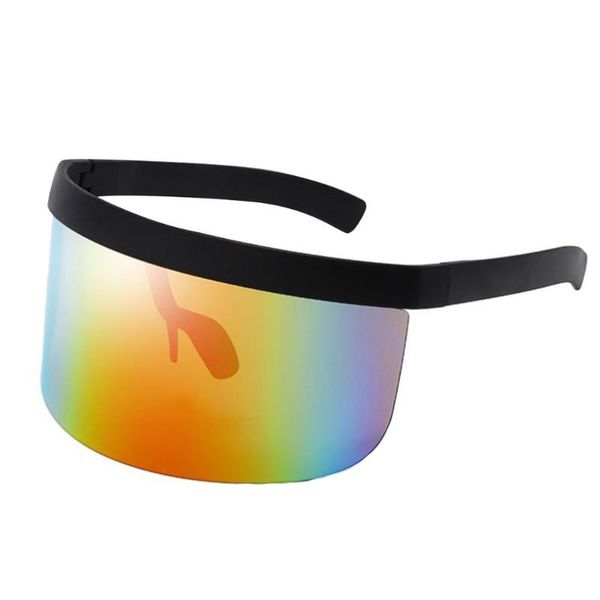 

sunglasses big frame oversized shield visor men retro mirror sun glasses for women eyewear windproof flat top, White;black