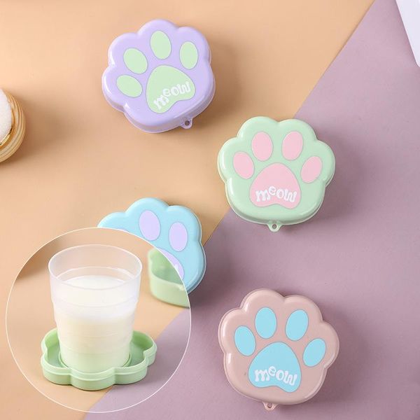 

portable silicone retractable folding cup cute cat claw cup collapsible travel camping climbing milk juice tea cup dropshipping wmtddq