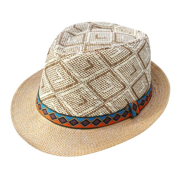

lnpbd 2020 summer women men straw sun hat elegant queen homburg gentleman hat beach cap panama, Blue;gray