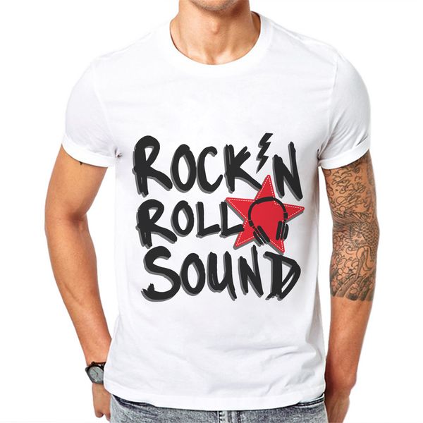 

rock n roll sound letter printed short sleeves o neck white mens youth hipster music s sport hooded sweatshirt hoodie men t shirt