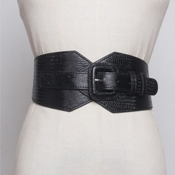 

ewq] 2020 new arrivals coat simple versatile square buckle elastic elastic wide belt women's dresses with corsets belt aw77706 t200427, Black;brown
