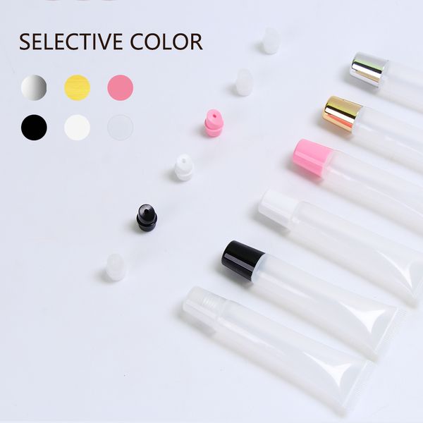 

with syringe100pcs 5/10/15/20ml lip gloss tubes lip balm soft hose makeup squeeze sub-bottling clear lip gloss tube container 201014