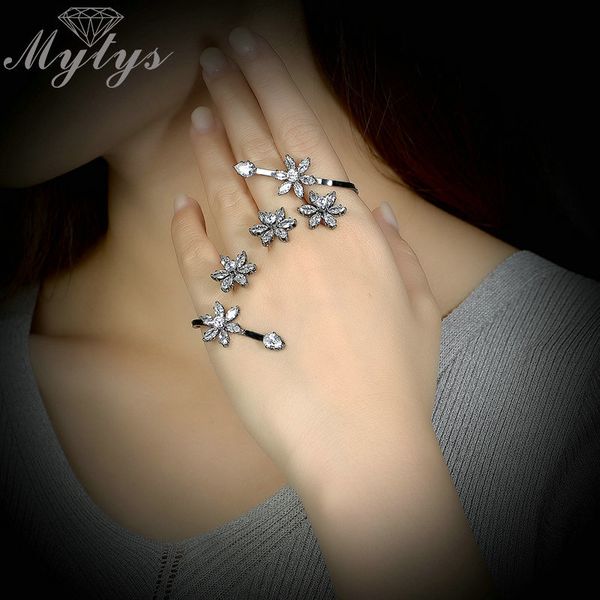 

mytys brand hand palm cuff bracelet black gun flower cuff bangles for women new design handlets r1831 0930