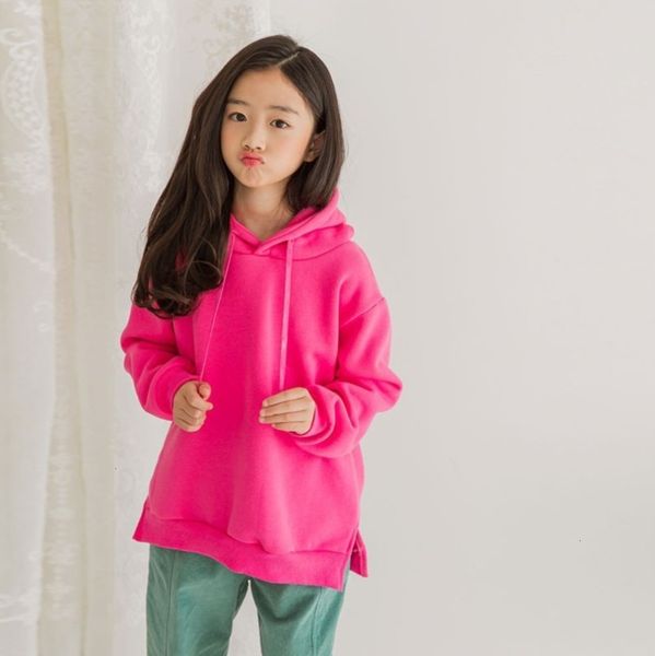 

2020 korean children's winter sweater autumn boys' and girls' hooded pullover middle school kids' solid loose ad746, Black