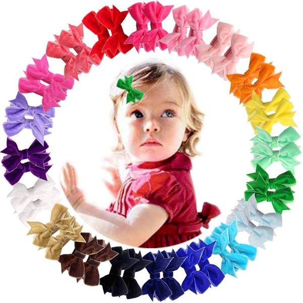 

40pcs baby girls 2 inch bows clips 2" velvet hair bows fully lined hair clips hair accessories for baby infant toddlers kids chi y20071, Slivery;white