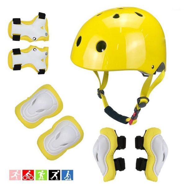

7pcs/set kids sports protective gear roller skating skateboard elbow knee pads wrist protective safety guard helmet new1, Black;gray