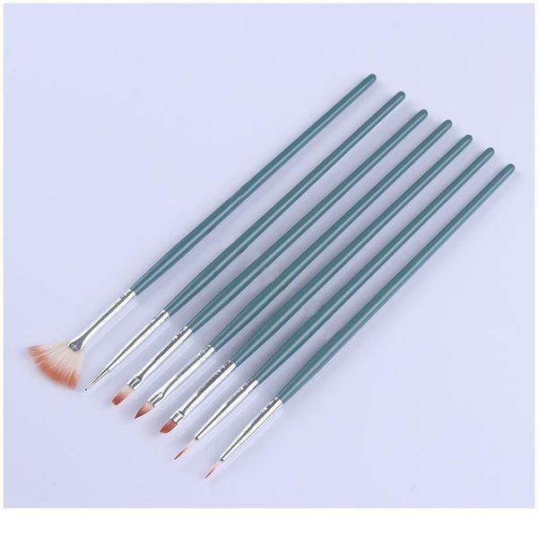 

7pcs/set nail art brush pen dotting painting drawing fan line builder design polish gel uv tips decoration tool wmtknd