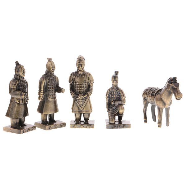 

5шт китай древнего qinyong terra cotta warriors фигурка фигурка коллекционирование рабочего стол украшение playset подарок на день рождения