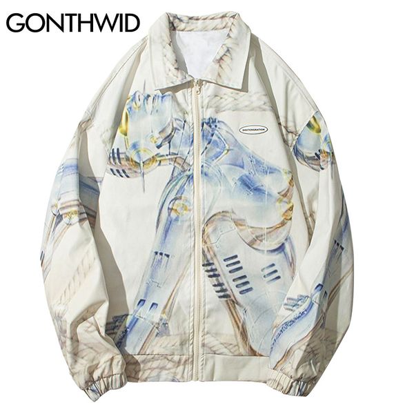 

ai robot print windbreaker jacket streetwear hip hop casual full zip jackets coats 2020 mens fashion outwear male, Black;brown