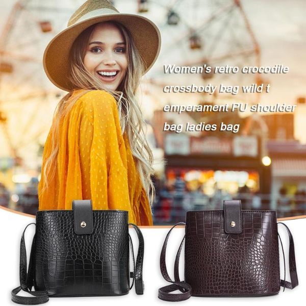 

crocodile leather crossbody handbag women vintage shoulder messenger handbags exquisite design classic texture delicate