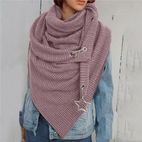 

scarves women fashion personality scarf ladies warm simple soft shawls leisure solid button wrap for female, Blue;gray