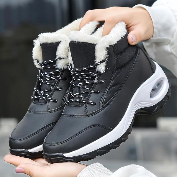 

women boots big size 42 casual shoes fashion air cushion waterproof sneakers women buty damskie winter shoes woman botas mujer1, Black
