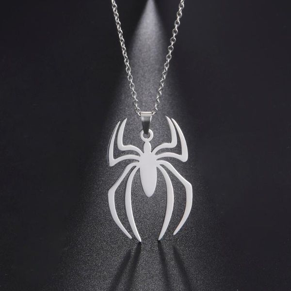 

my shape punk spider pendant necklaces for women men silver color stainless steel necklace choker fashion jewelry bijoux femme