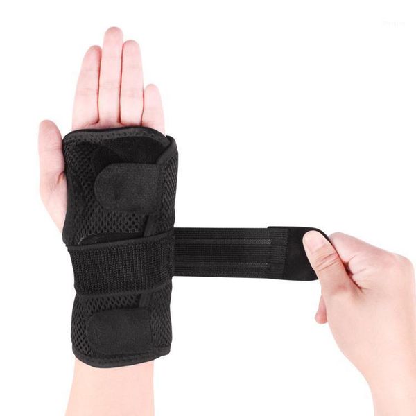 

wrist support aolikes adjustable hand brace sport wristband safe steel splint arthritis sprains strain bandage wraps1, Black;red