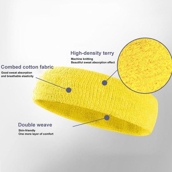 

fitness headband breathable sweat absorbent sweatband hair band head wrap sportswear accessory for lovers, Yellow;black
