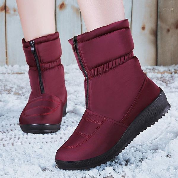 

boots 2021 women waterproof shoes plush warm snow female winter botas mujer booties1, Black