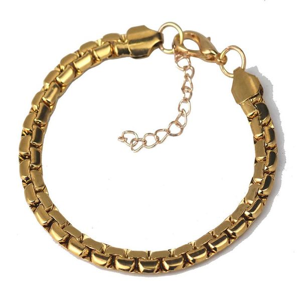 

flat box men chains bracelet gold color stainless steel bracelet male hip hop party rock jewelry fathers day gift, Black