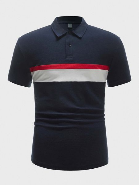 

men color block polo shirt a5la#, White;black