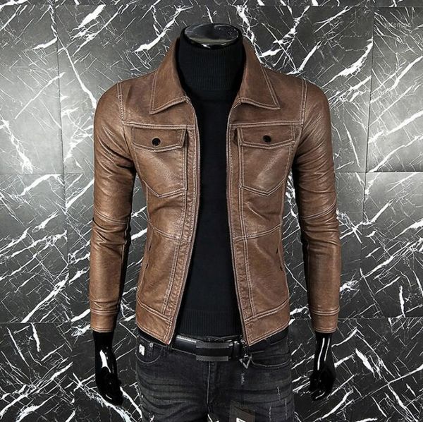 

autumn winter mens leather jacket slim motorcycle coat men jackets korean clothes jaqueta de couro stage street fashion1, Black