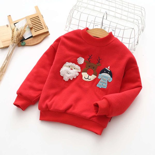

sweater plush girls' autumn and winter new wear korean christmas thickened boys' pullover cartoon children's top, Black