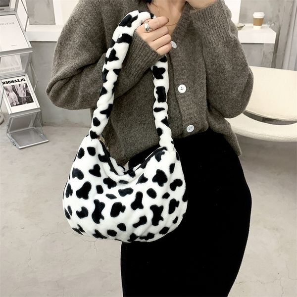 

plush milk cow printed shoulder bags womens fashion large books crossbody bag new girls students large capacity messenger bags