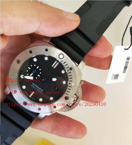 

elling latest version pam00973 973 automatic movement 47mm black dial stainless steel case auto date mens watches, Slivery;brown
