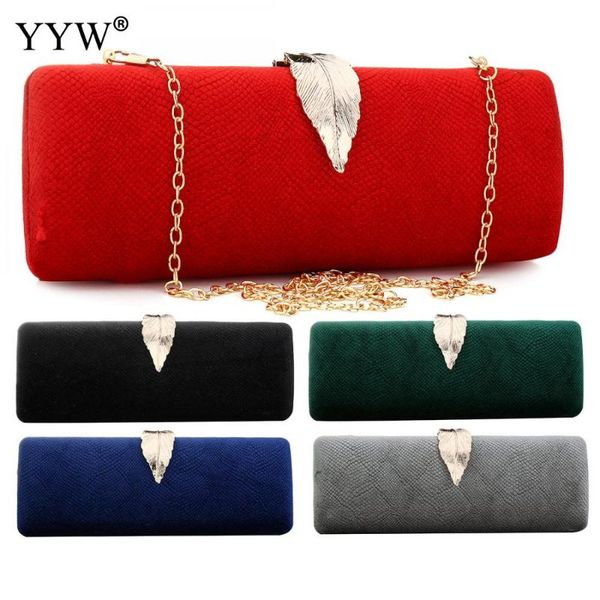 

flannelette elegant women shoulder clutch bag red vintage noble lady party prom evening clutch with leaf sequined chain