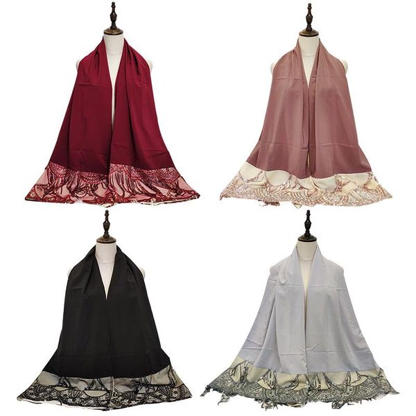 

ethnic clothing sequin abaya maxi hijab scarf turban muslim hijabs foulard femme abayas for women hoofddoek moslima headscarf turbantes jilb, Red