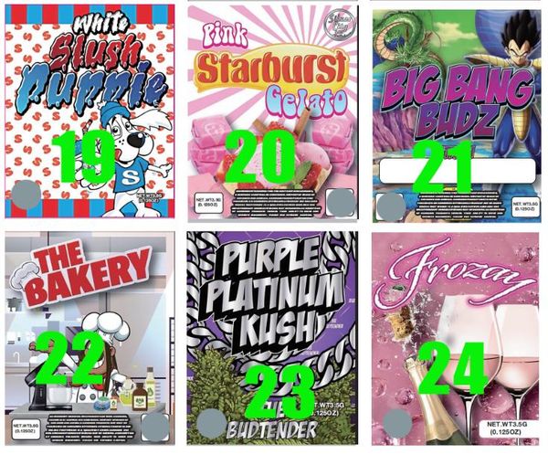 

edibles package bag 3.5g apple fritters gelato lemon tree animal og happy runtz arachnm farms the bakery purple platinum kush flower mylar b