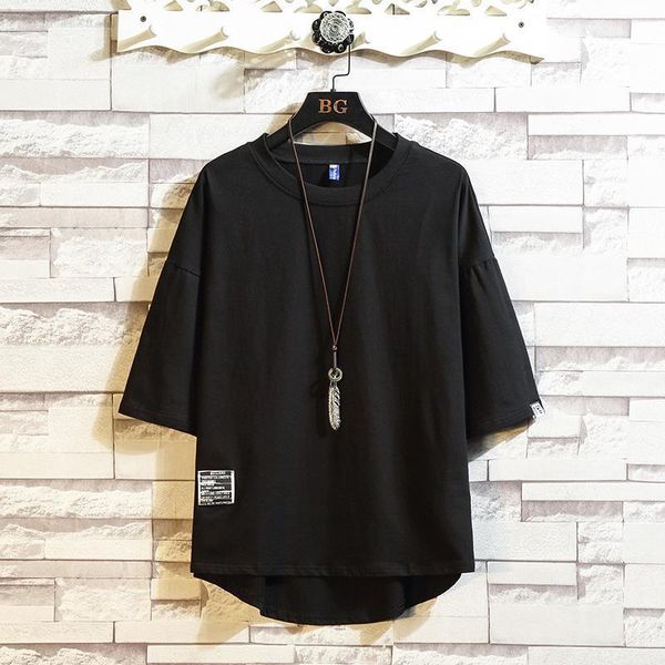 

streetwear summer cotton t shirt men short sleeve casual mens t shirts solid tee shirt homme, White;black