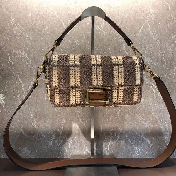 

baguette bag women crossbody bags shoulder purse fashion straw grass weaving patchwork color women flap wallets f