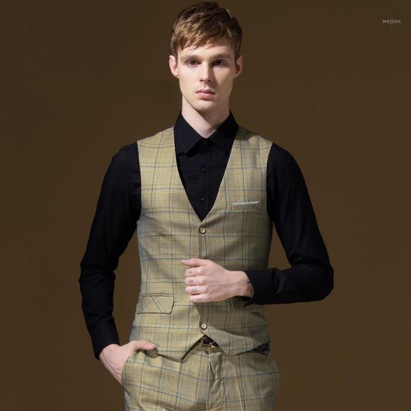 

2018 new summer men retro plaid casual blazers vest wedding groom suits vests, Black;white
