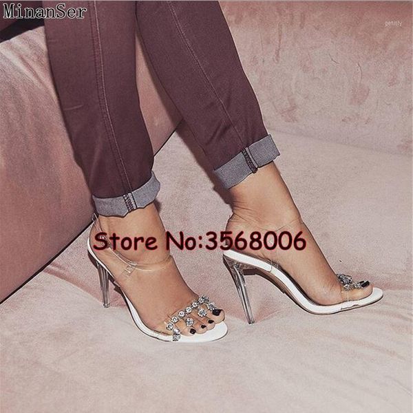 

white black clear transparent buckle strap crystal embellished sandals shoes diamond open toe high heels female shoes1