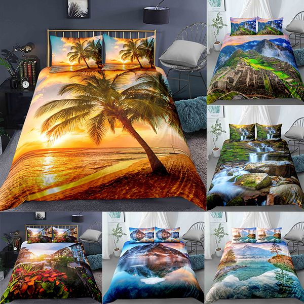 

scenery print bedding four-piece pillowcase quilt bed sheet duvet cover