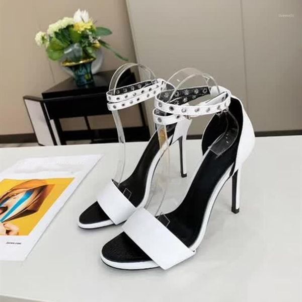 

sandals summer office multi solid color female shoes genuine leather metal decor high heel women sadals1, Black