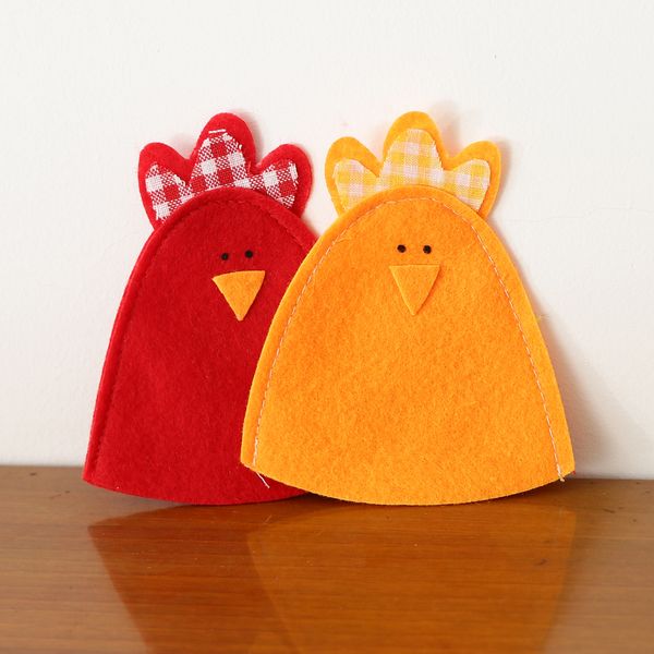 

2pcs ткань cute chick easter egg охватывает holder праздник орнамент present
