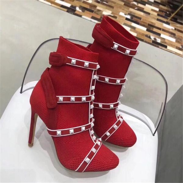 

qaulity моды лодыжки пинетки женщин носок шпильки загрузки обувь кожа подстриженные stretch вязать носки шпильках пятки австралия сапоги зим, Black