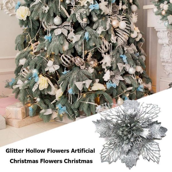 

decorative flowers & wreaths 8pcs simulation glitter christmas wedding household garden xmas tree prop pography accessories1