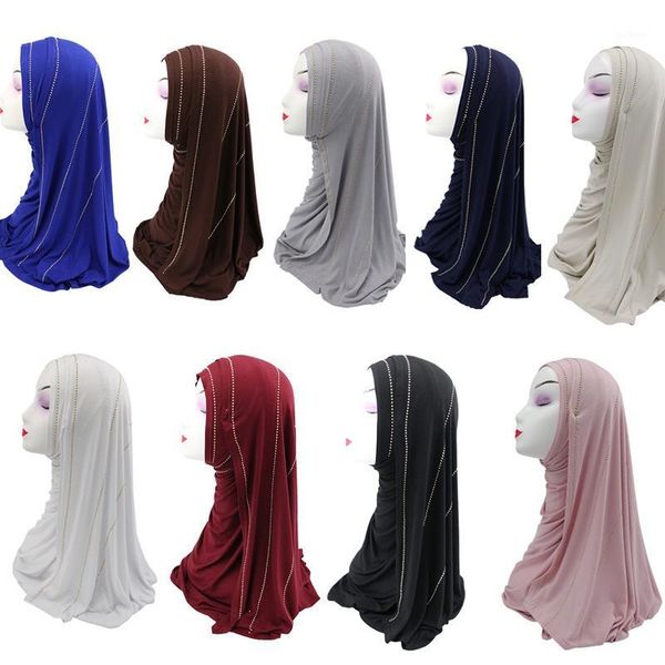 

fashion three diamonds stripe muslim hijab scarves high qualiy jersey cotton headscarf solid islamic long shawl wraps headband1, Red