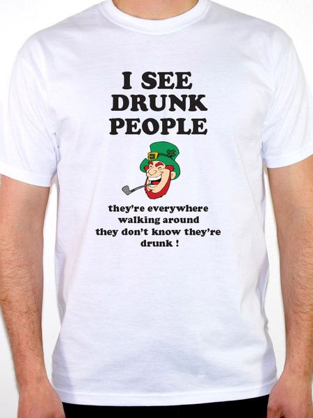 

sport 2019 tee shirt men letter printing i see drunk people - irish / st patrick's day / novelty themed mens t-shirt graphic