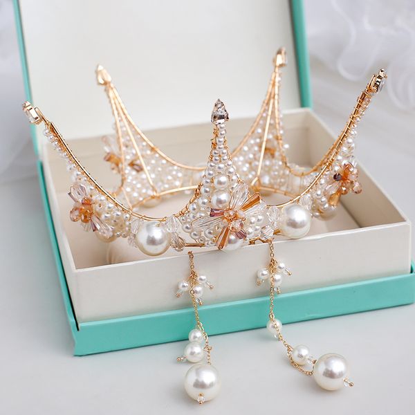 

головной убор невесты 2020 япония и южная корея новый mori супер xianmei бисера круглый корона женщина свадьбы белый пряжи аксессуары, Silver