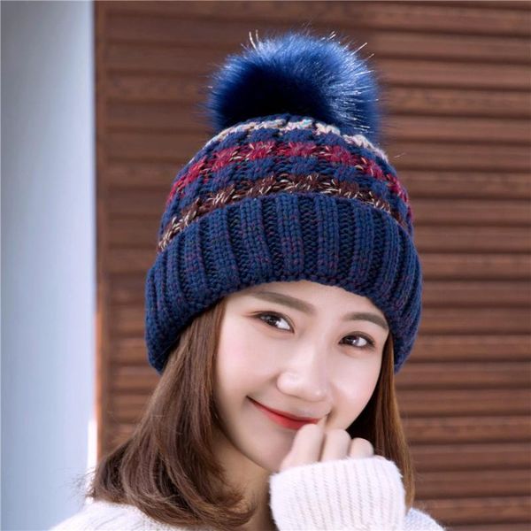 

beanie/skull caps woman knit beanie hat and scarf hairball pom hats female thick 2pcs winter warm cute girls fashion cap collar suit, Blue;gray