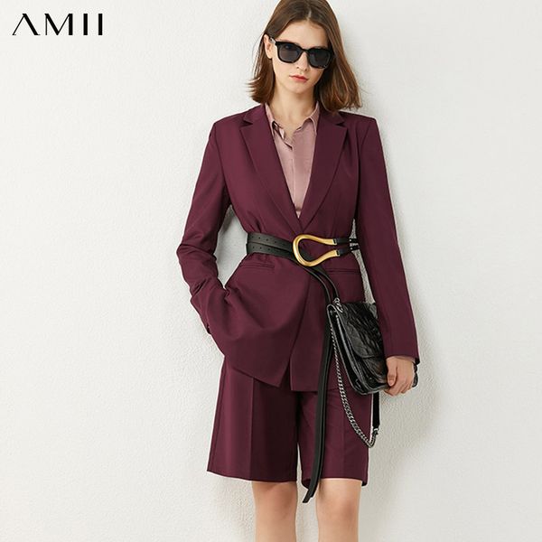 

amii minimalism spring autumn women suit fashion olstyle solid lapel blazer women causal high waist loose female pants 12040349 201119, White