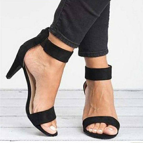 

spring women pumps sandals thin high heel open toe zipper suede leopard platform office ladies sandal shoes sapato feminino, Black