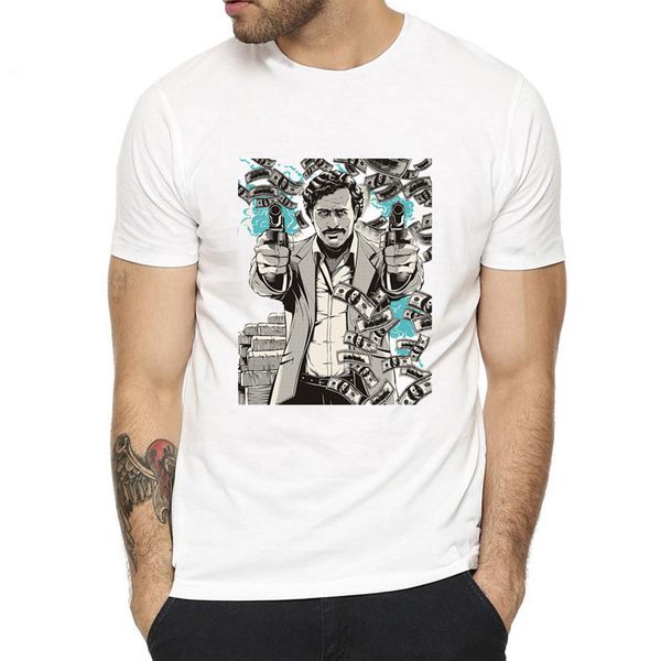 

pablo escobar print cotton short sleeves homme summer casual hipster swag vintage hoodie designers t shirts sweatshirt