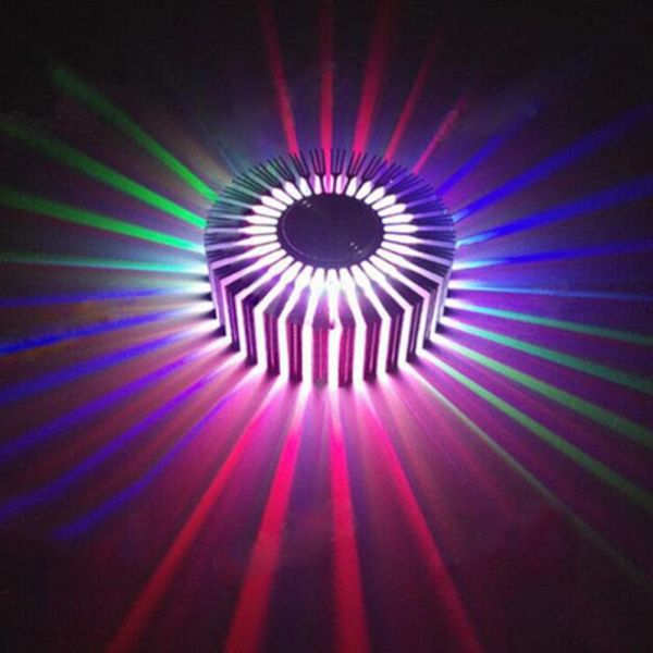 

3w mounted led wall light rgb effect lamp sunflower projection rays ac85-265v remote control corridor wall lamp
